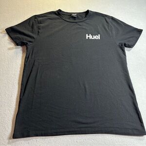 Huel Mens Large Black Short Sleeve Spell Out Logo‎ T-Shirt Gym Workout Fitness
